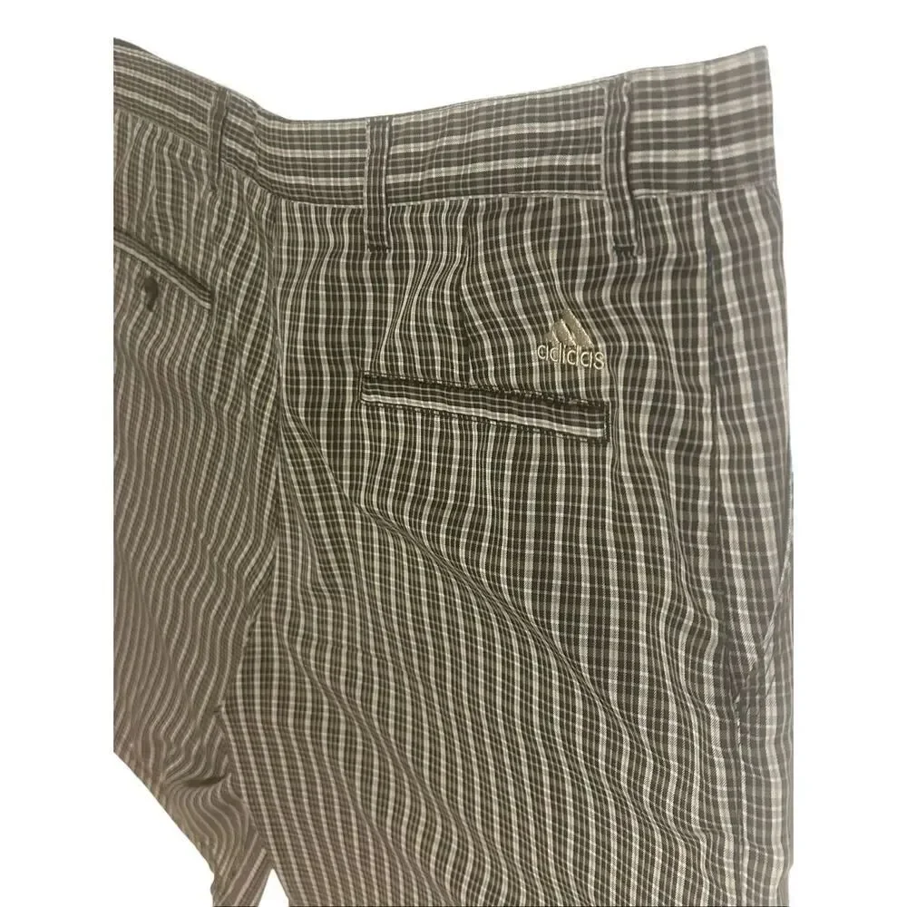 Adidas Performance Activity Golf Shorts Brown Black Plaid Men’s Size 34